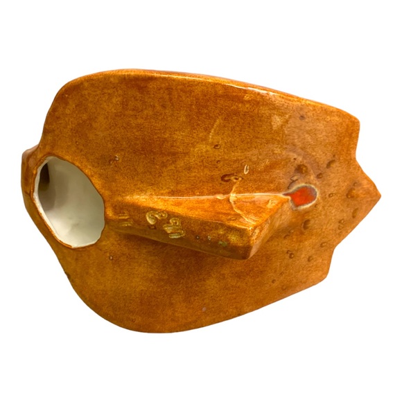 VTG 70s Retro MCM Spotted Orange Ceramic Swan Guest Towel Holder Vanity Decor - Picture 4 of 7